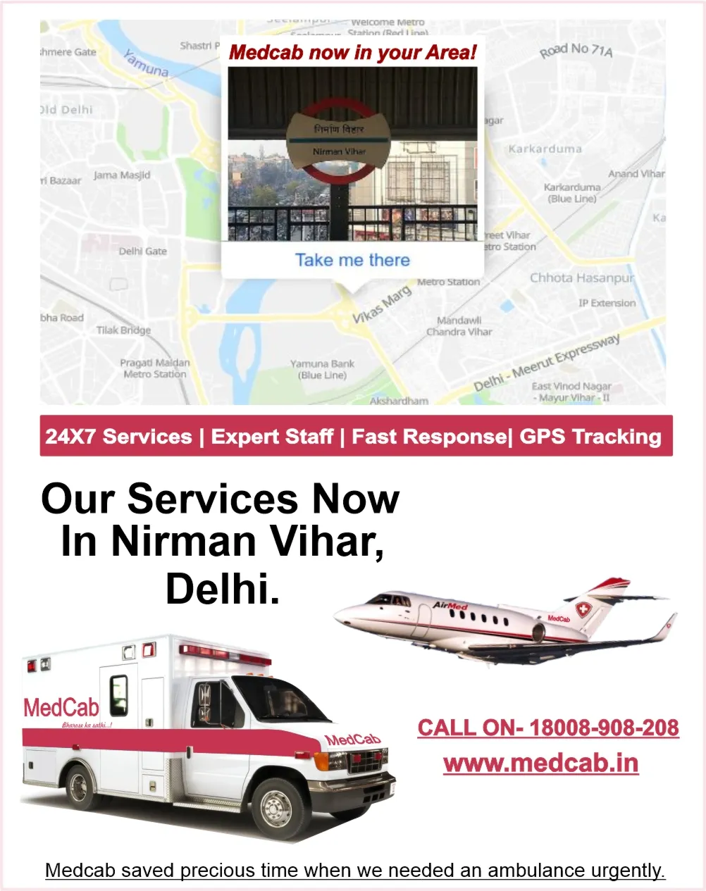Ambulance Services in Nirman Vihar, Delhi