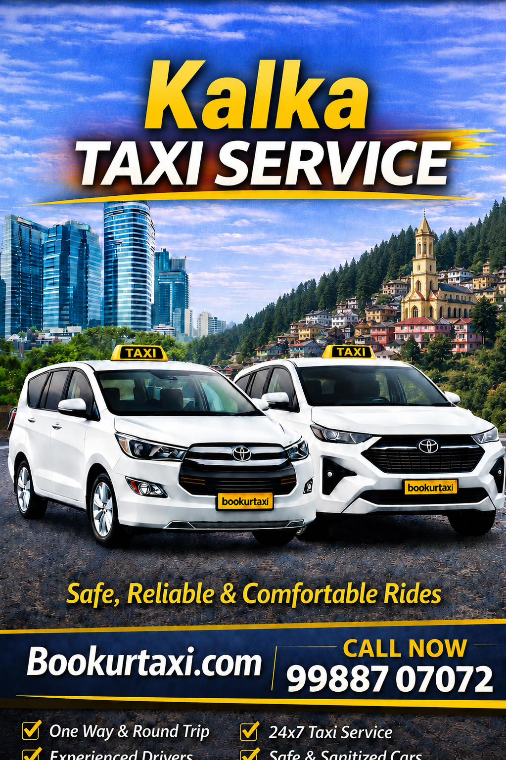 Kalka Taxi Service | Kalka Cab Service From ₹9/Km - BookUrTaxi