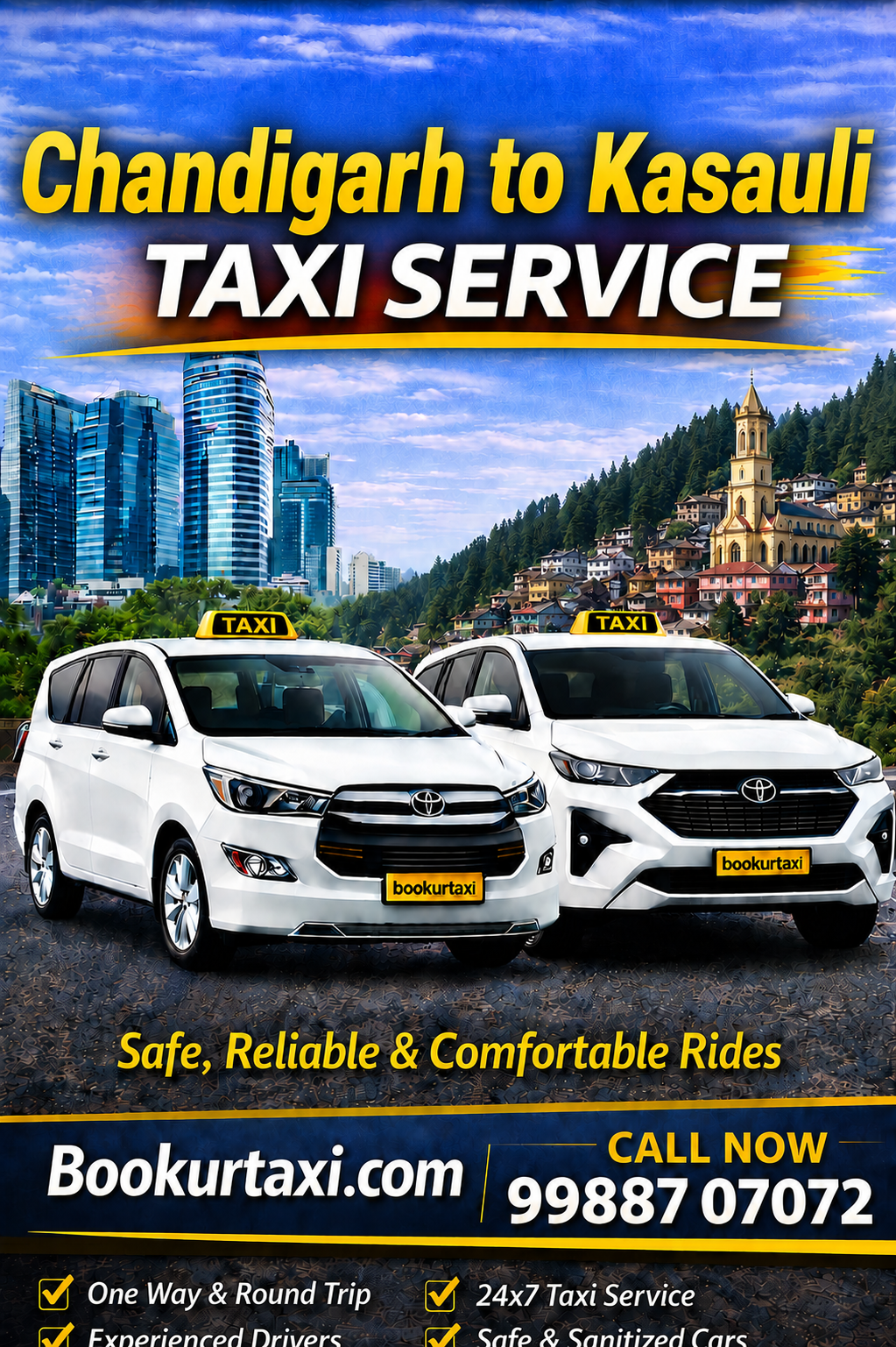 Chandigarh to Kasauli Taxi | Booking Start ₹2125 - BookUrTaxi