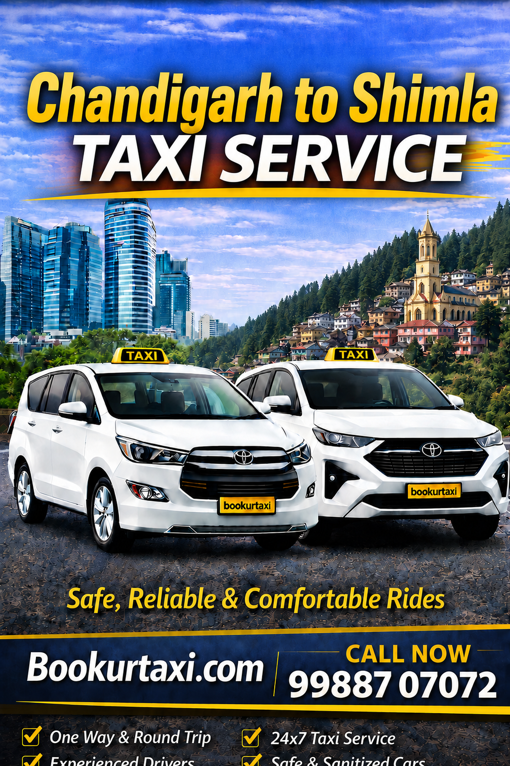 Chandigarh to Shimla Booking Start ₹1550 - BookUrTaxi