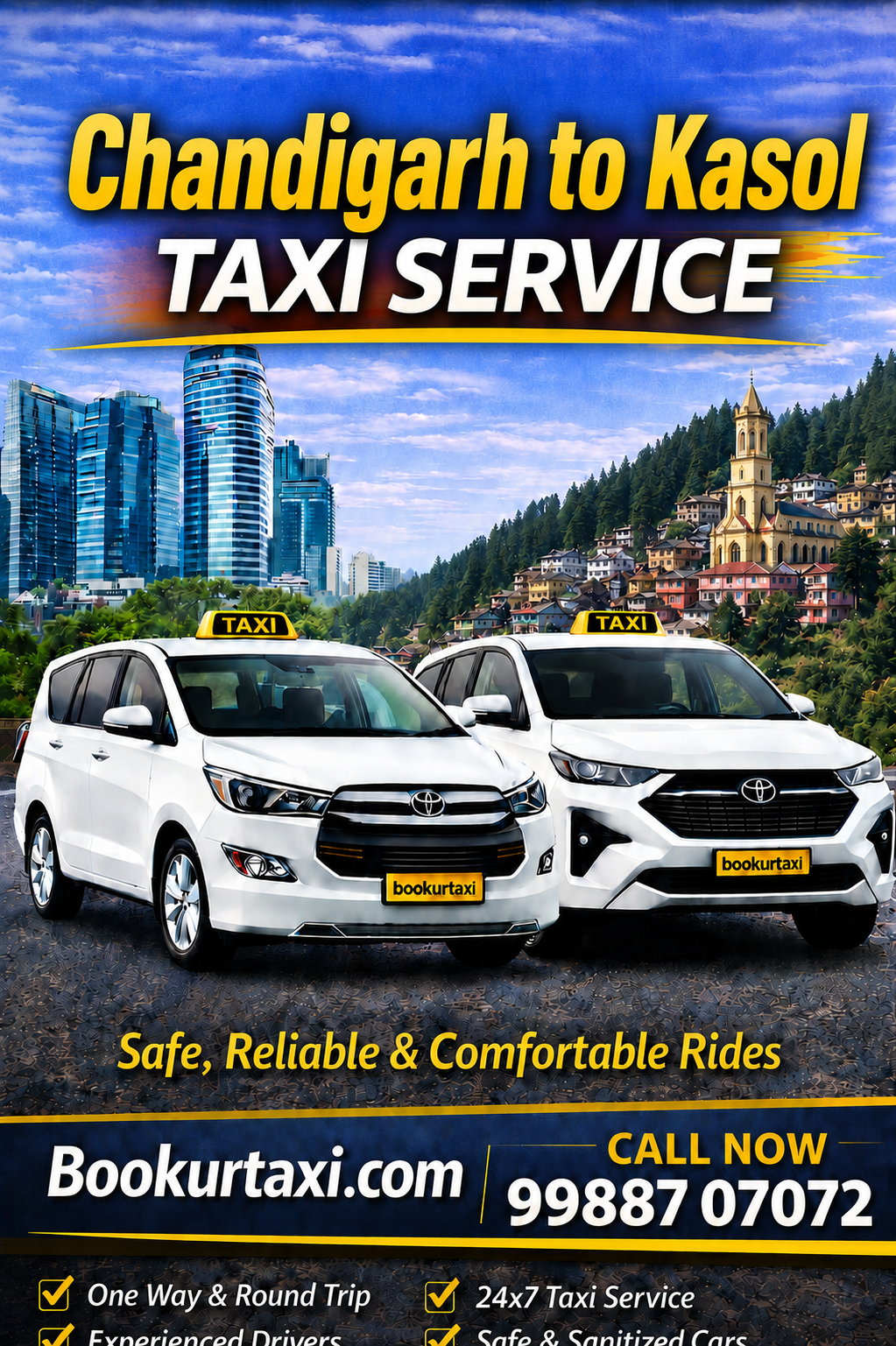 Chandigarh Airport to Kasol Taxi | Booking Start ₹4150 - BookUrTaxi