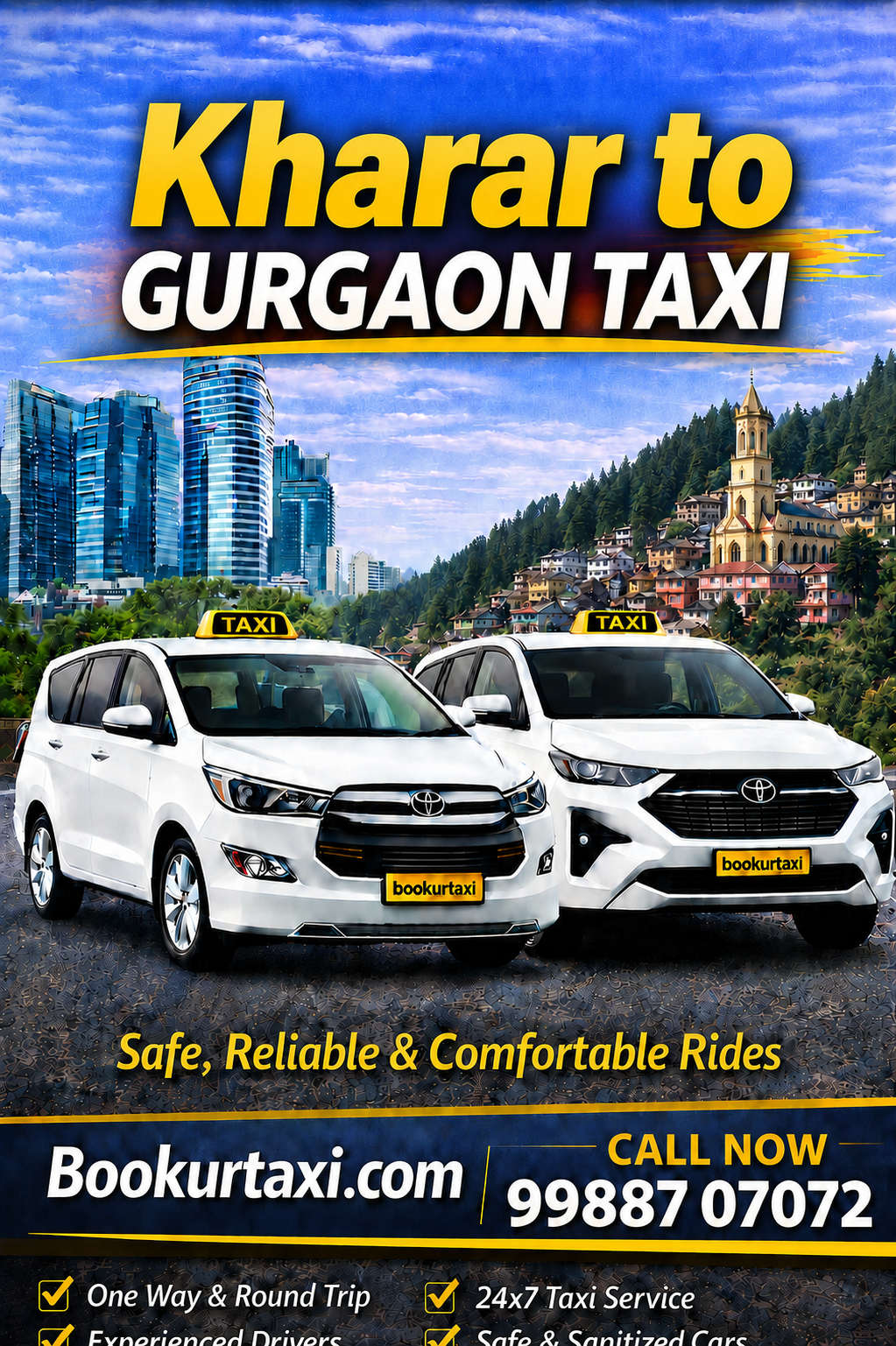 Kharar to Gurgaon Taxi | Booking Start ₹3610 - BookUrTaxi