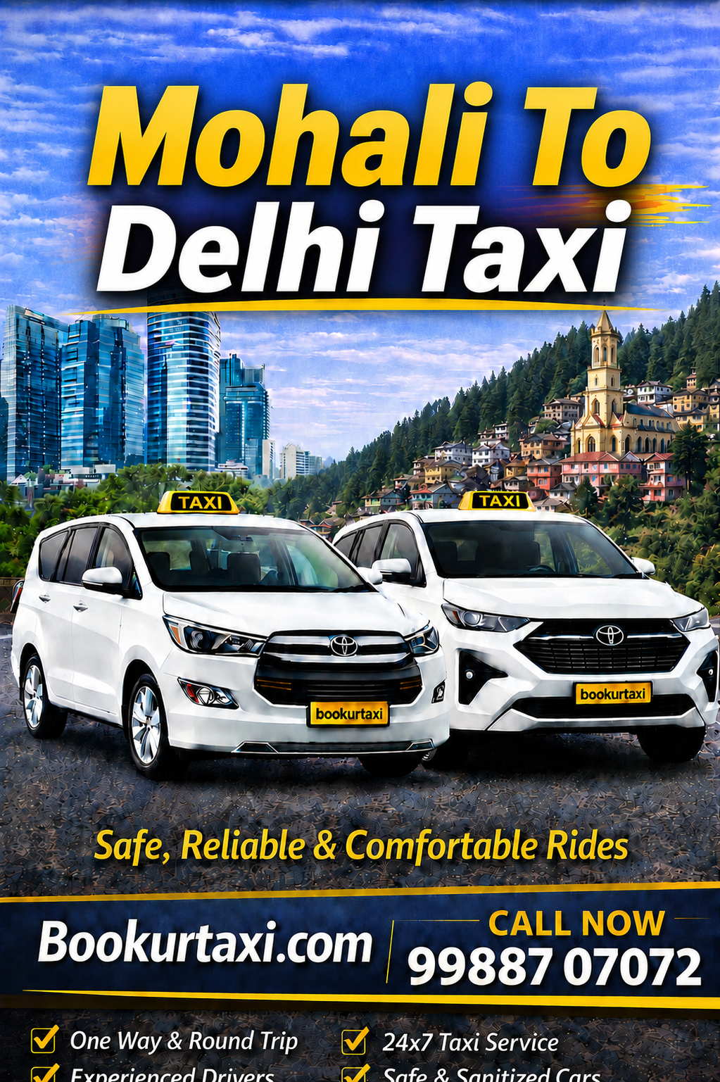 Mohali to Delhi Taxi Service | Only ₹2150