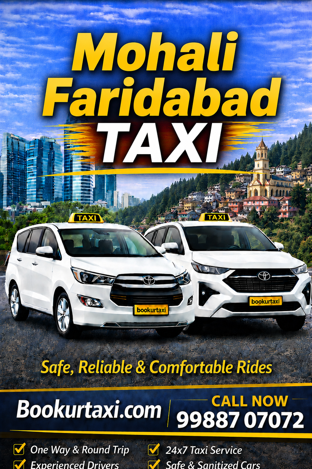 Cab From Mohali to Faridabad Only 3500 At BookUrtaxi