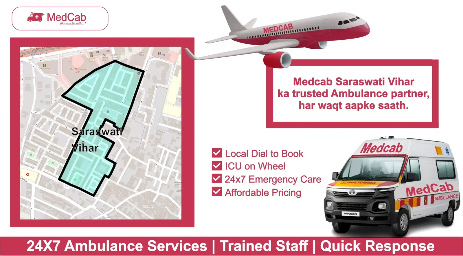 Ambulance Services in Saraswati Vihar, Delhi