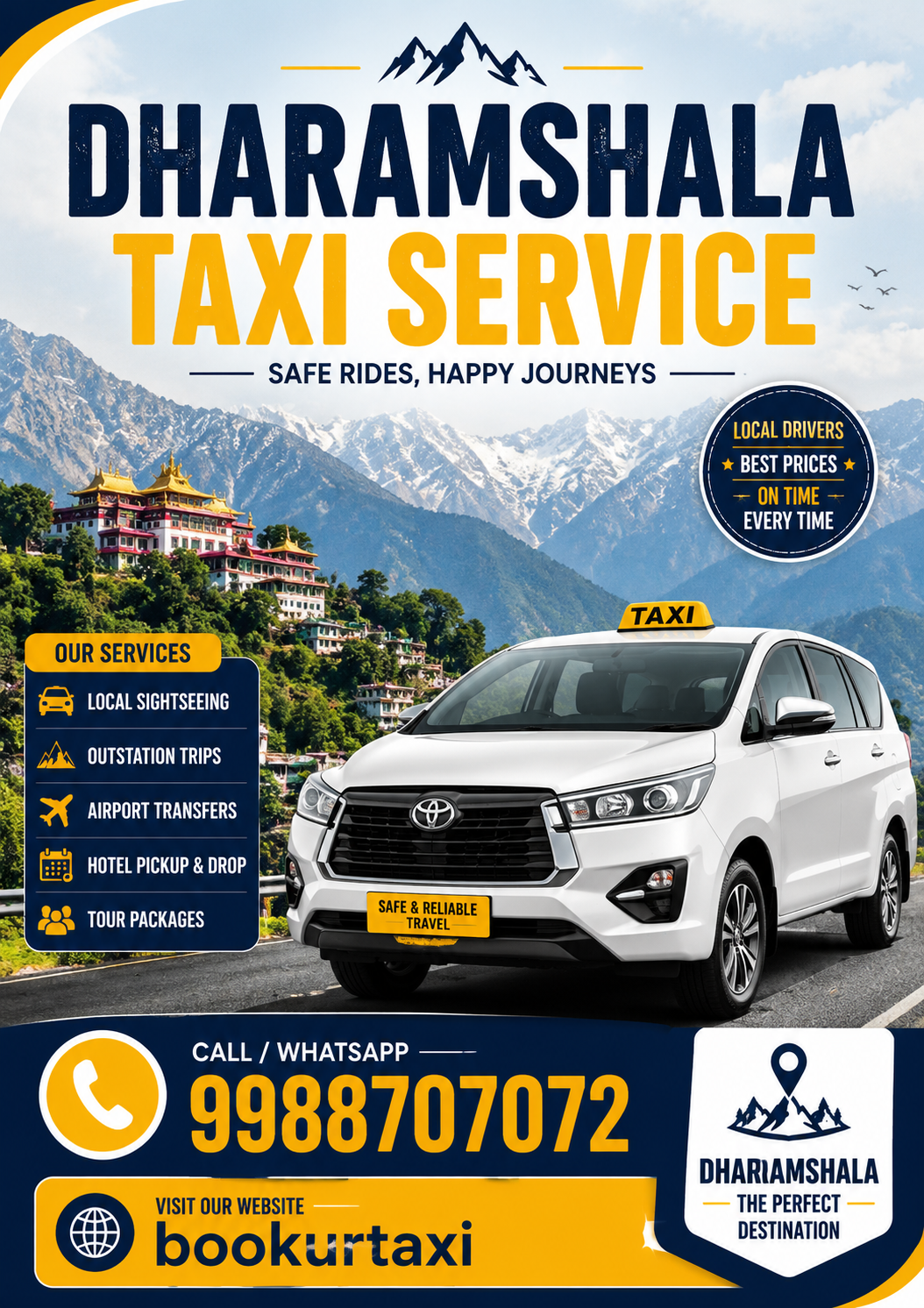 Dharamshala Taxi Service | Dharamshala Cab Service From ₹9/Km - BookUrTaxi