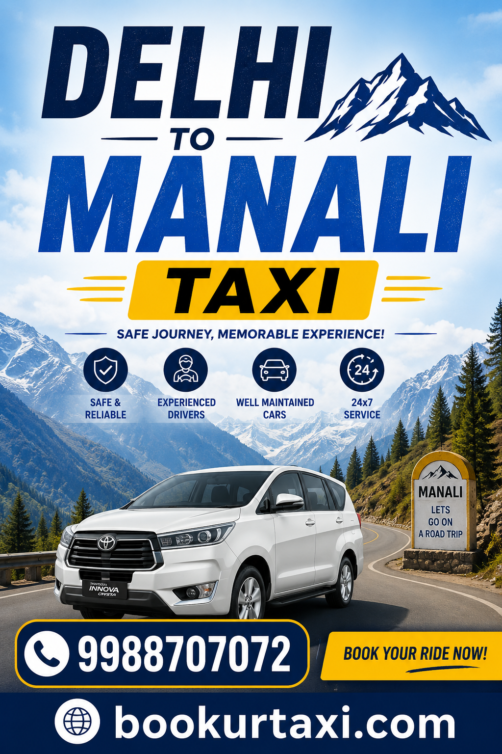 Delhi to Manali Taxi | Booking Start ₹6375 - BookUrTaxi