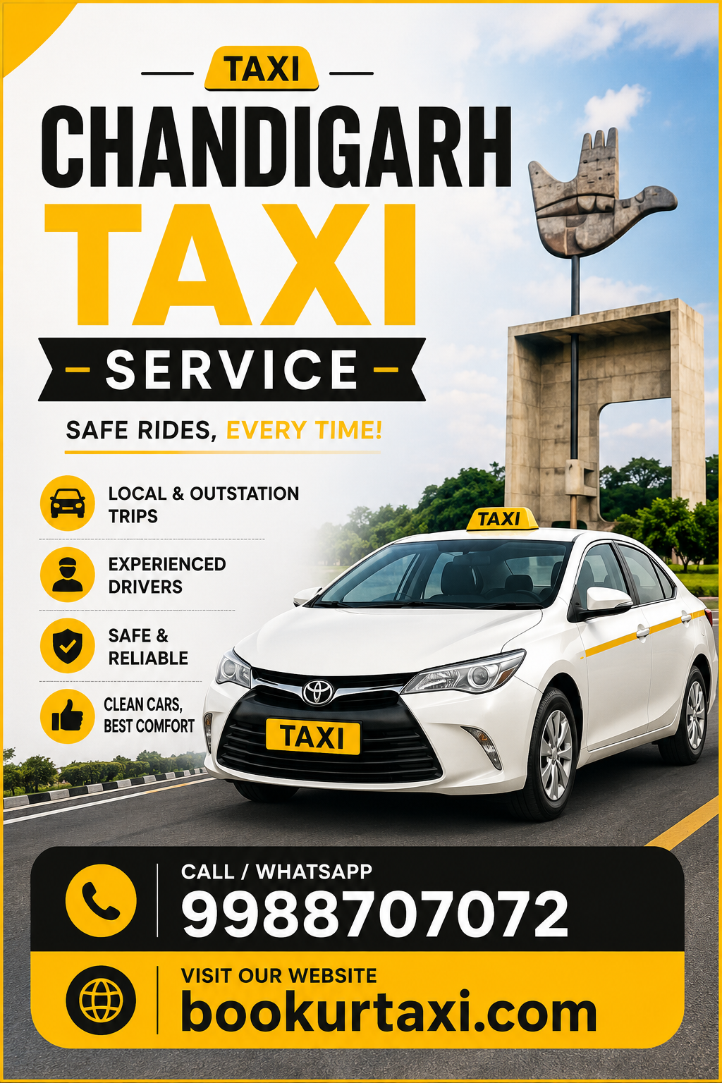 Chandigarh Taxi Service | Chandigarh Cab Service From ₹9/Km - BookUrTaxi