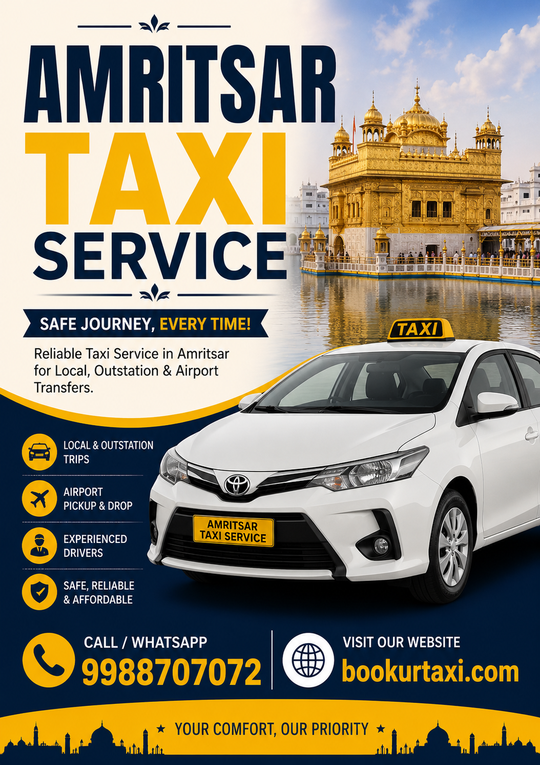 Amritsar Taxi Service | Amritsar Cab Service From ₹9/Km - BookUrTaxi