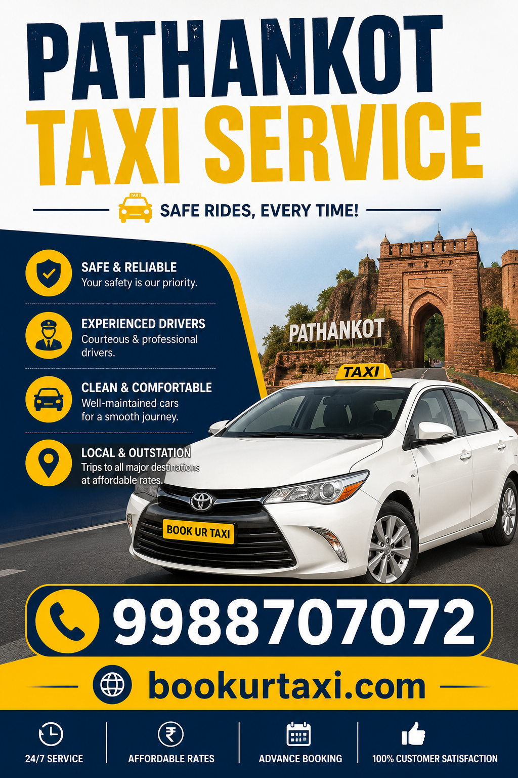 Pathankot Taxi Service | Pathankot Cab Service From ₹9/Km - BookUrTaxi