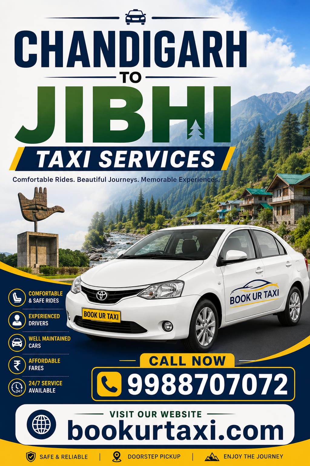 Chandigarh To Jibhi Taxi | Booking Start 9₹ Per Km - BookUrTaxi