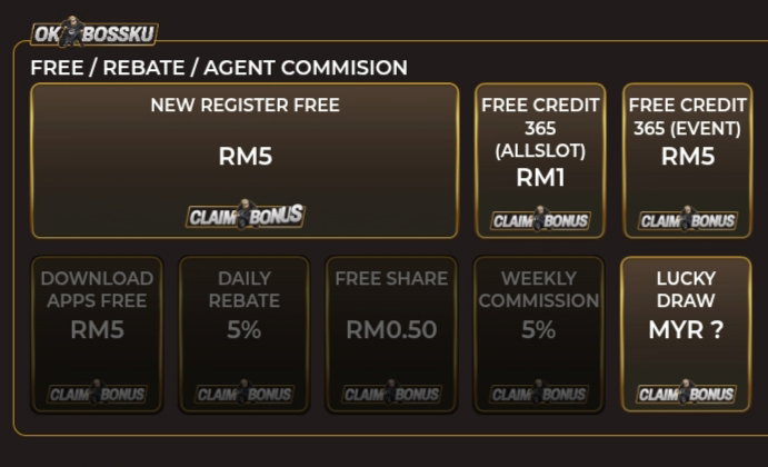 OKBOSSKU | Register Free Game All Slot RM5 | Free Credit 365 RM1 | Trusted Casino Malaysia | Free No Deposit 
