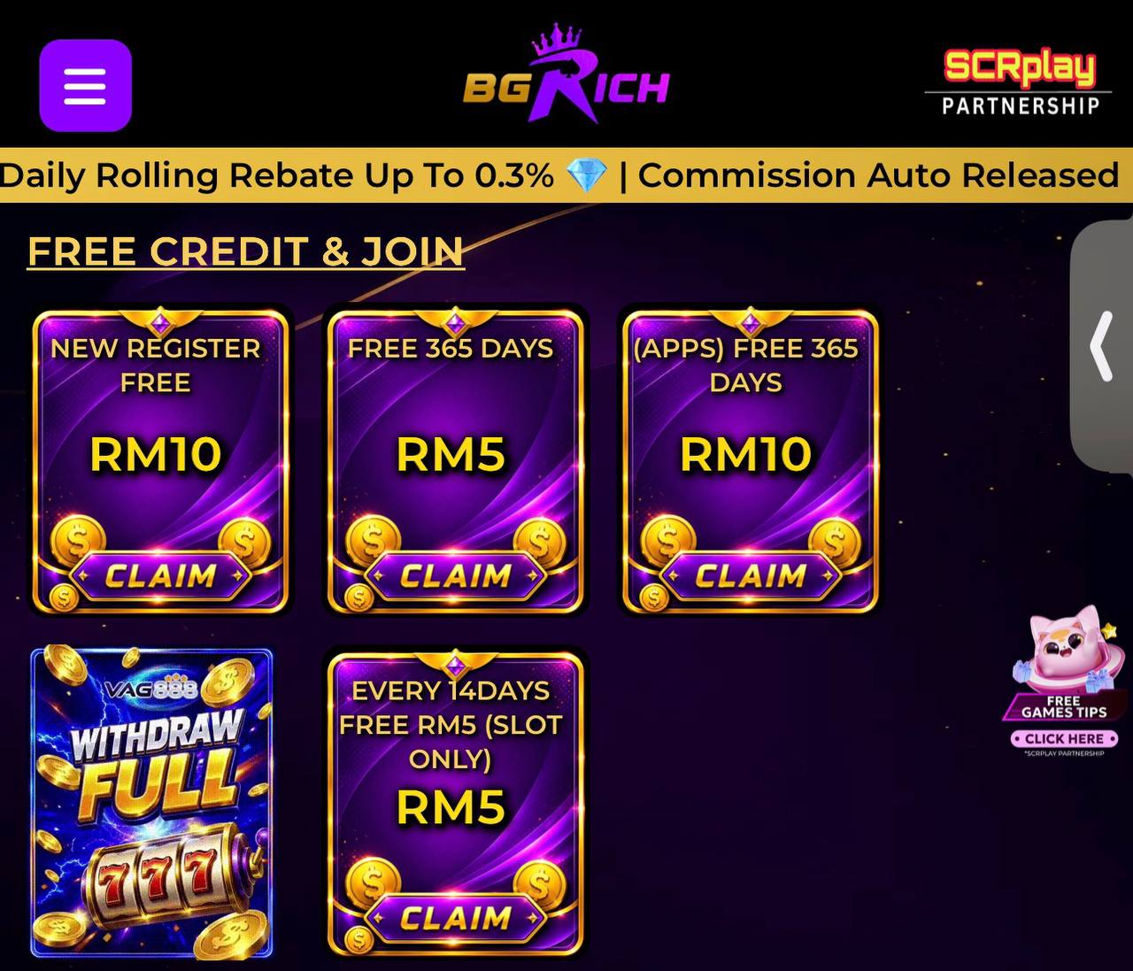BGRICH 💵 Free Credit 365Hari RM5 💵New Register Free RM10 ALL SLOT💵Welcome Bonus 50%💵Telco Cuci Penuh