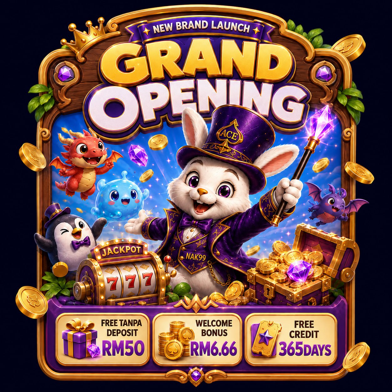 Nak99 💥Welcome Bonus 50% 💥New Register Free Credit RM50💥 365day Free Kredit RM1-30