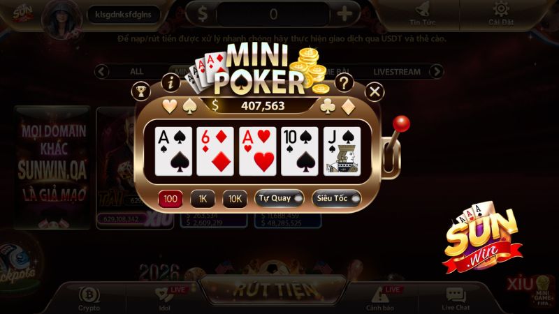 Mini Poker Sunwin 2026: Hướng Dẫn Chơi Và Bí Quyết Săn Jackpot Hiệu Quả