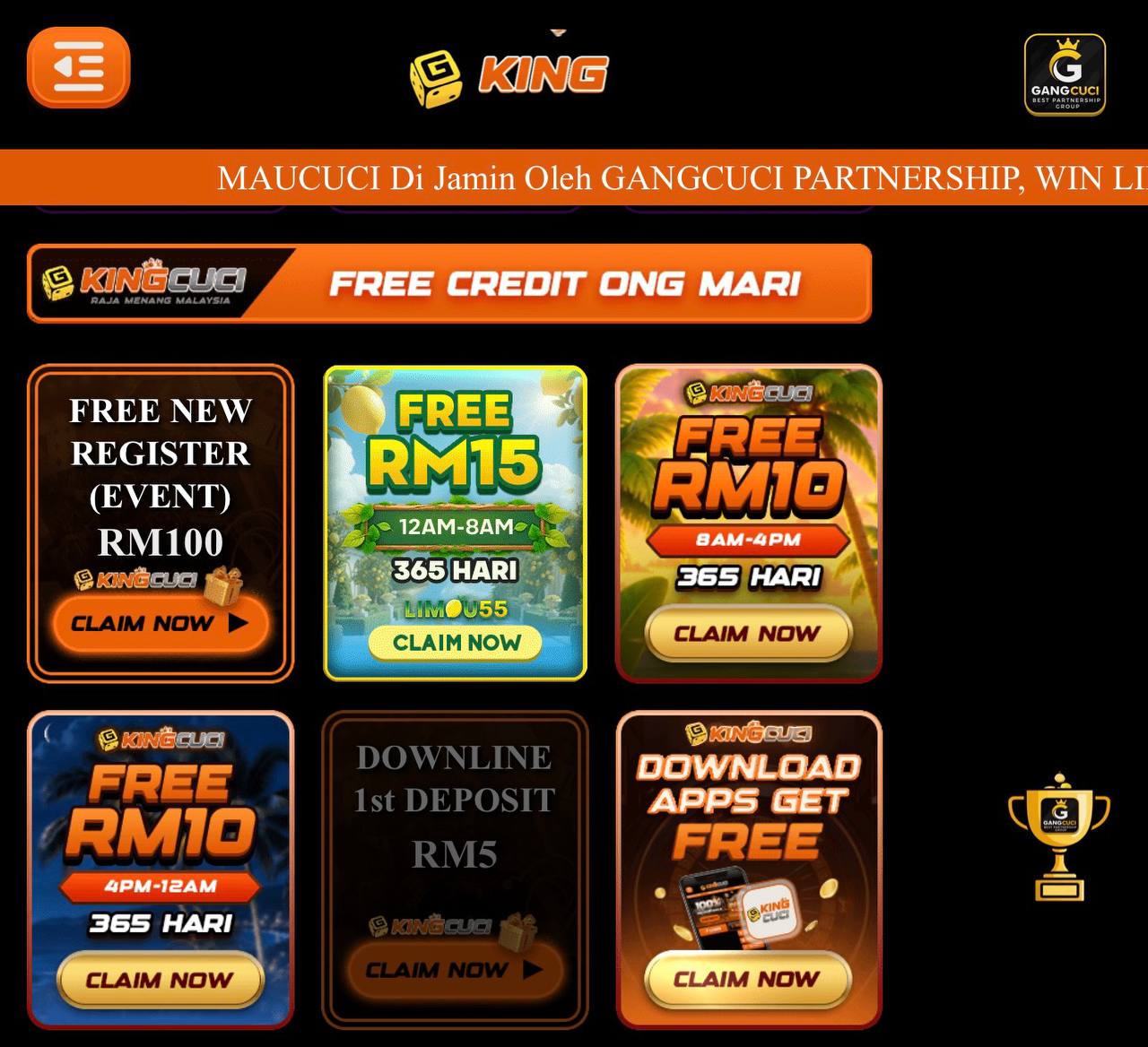 💯KINGCUCI FREE RM1.99 ALL SLOT (BARU)