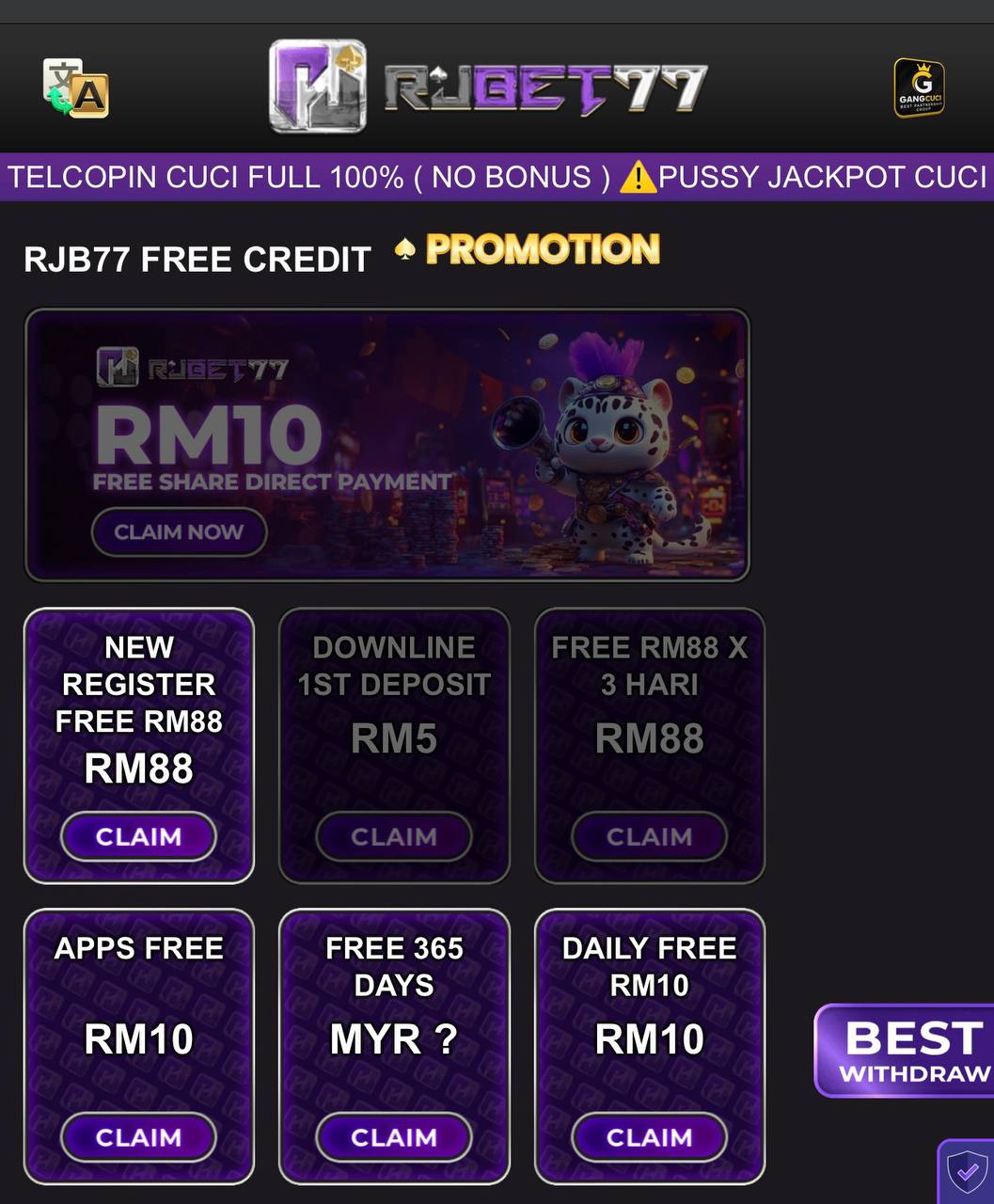 💯RJBET77 FREE RM88