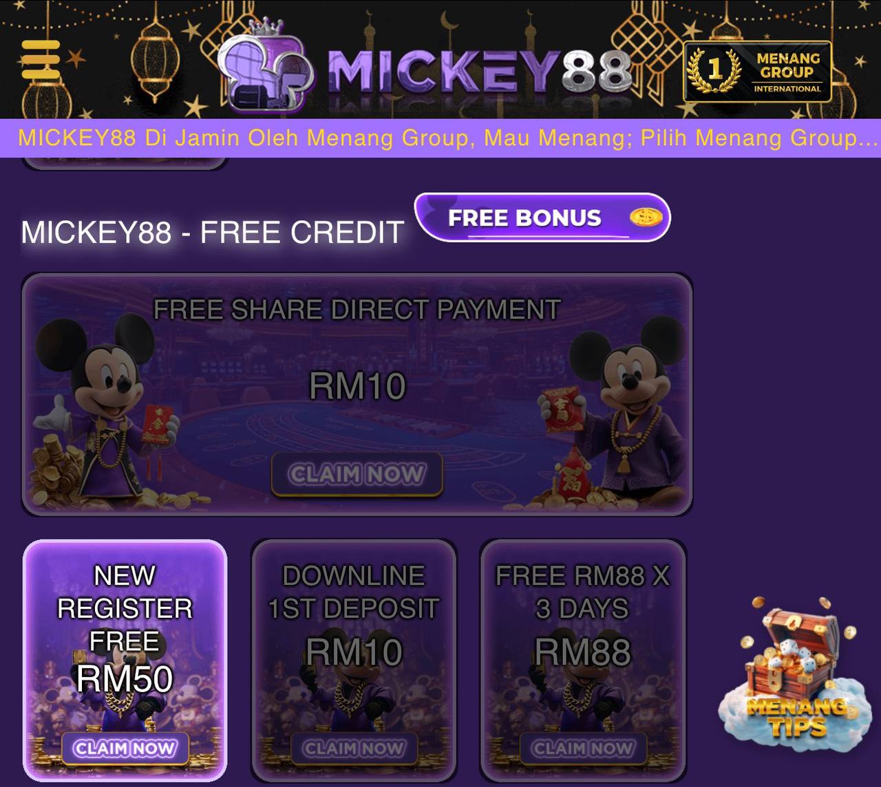💯MICKEY88 FREE RM50