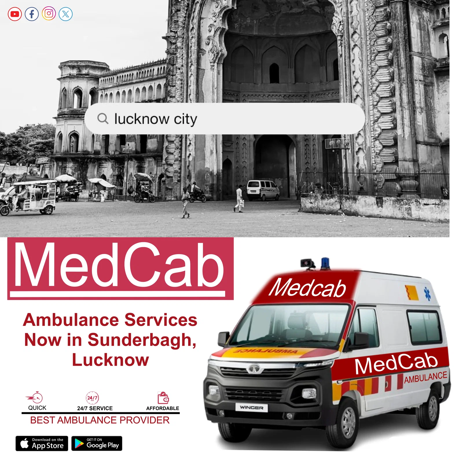 Ambulance in Sunderbagh, Lucknow