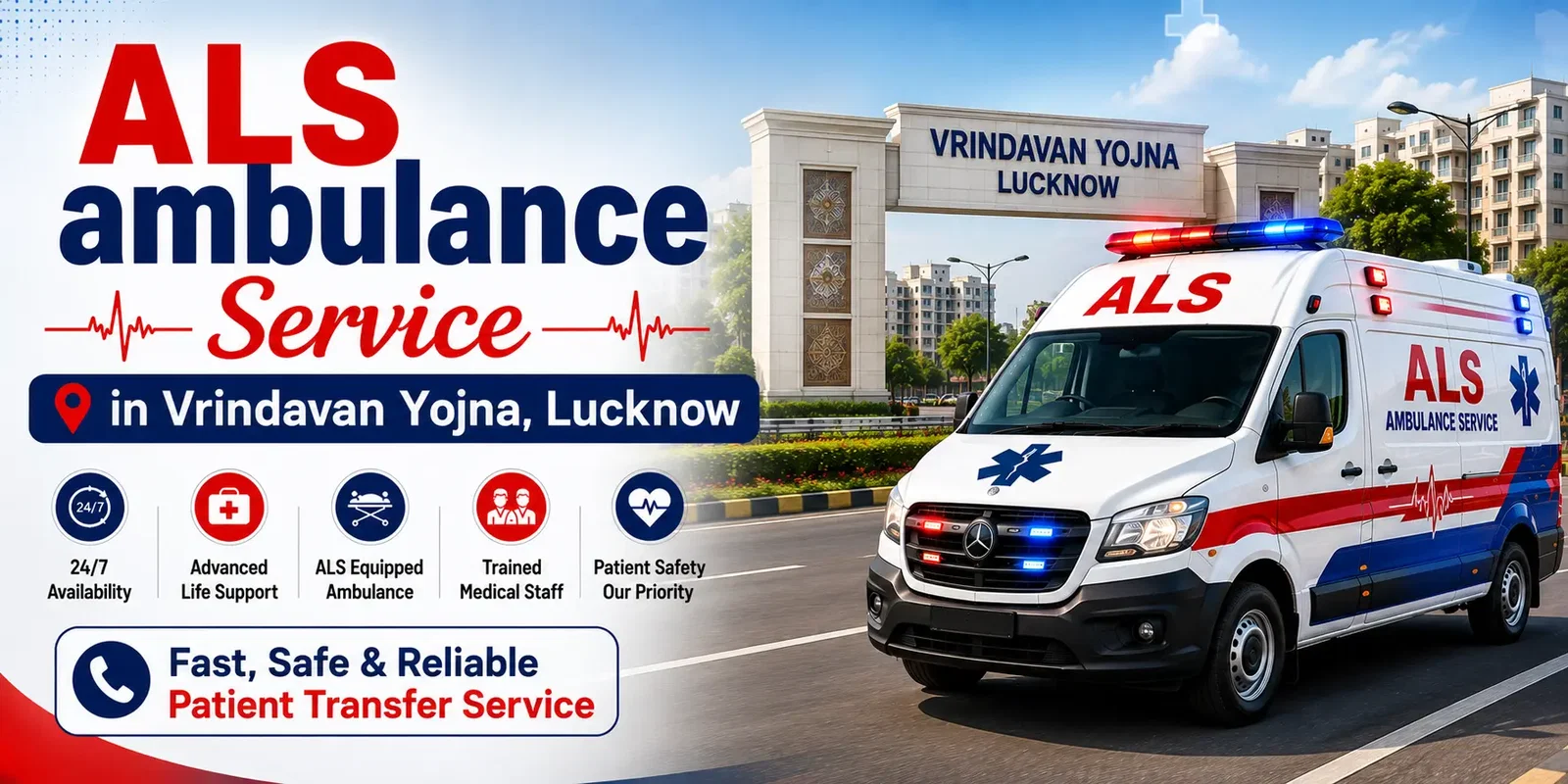 Med Cab ALS Ambulance Service in Vrindavan Yojna, Lucknow