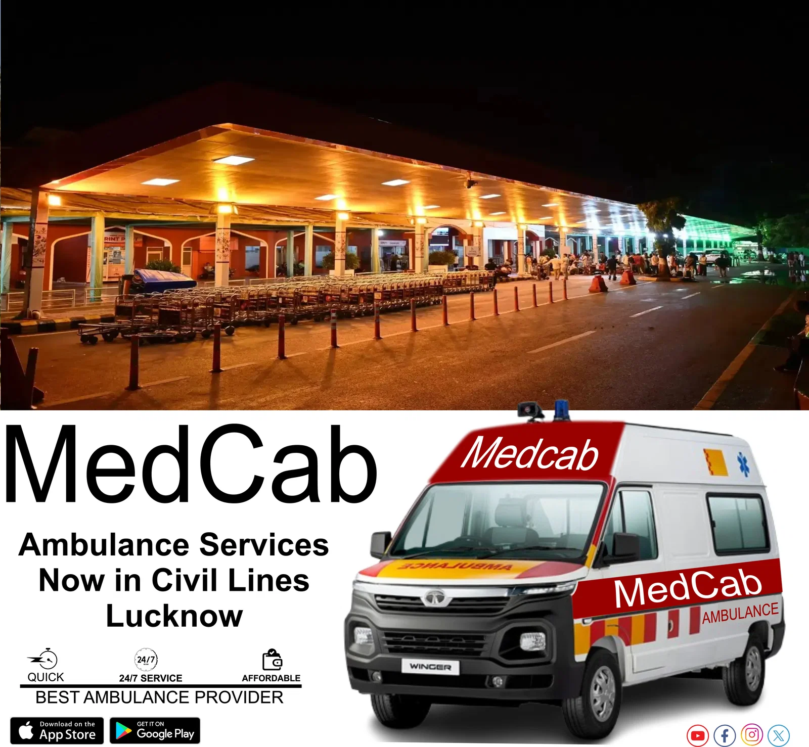  Ambulance Service in Civil Lines, Lucknow.