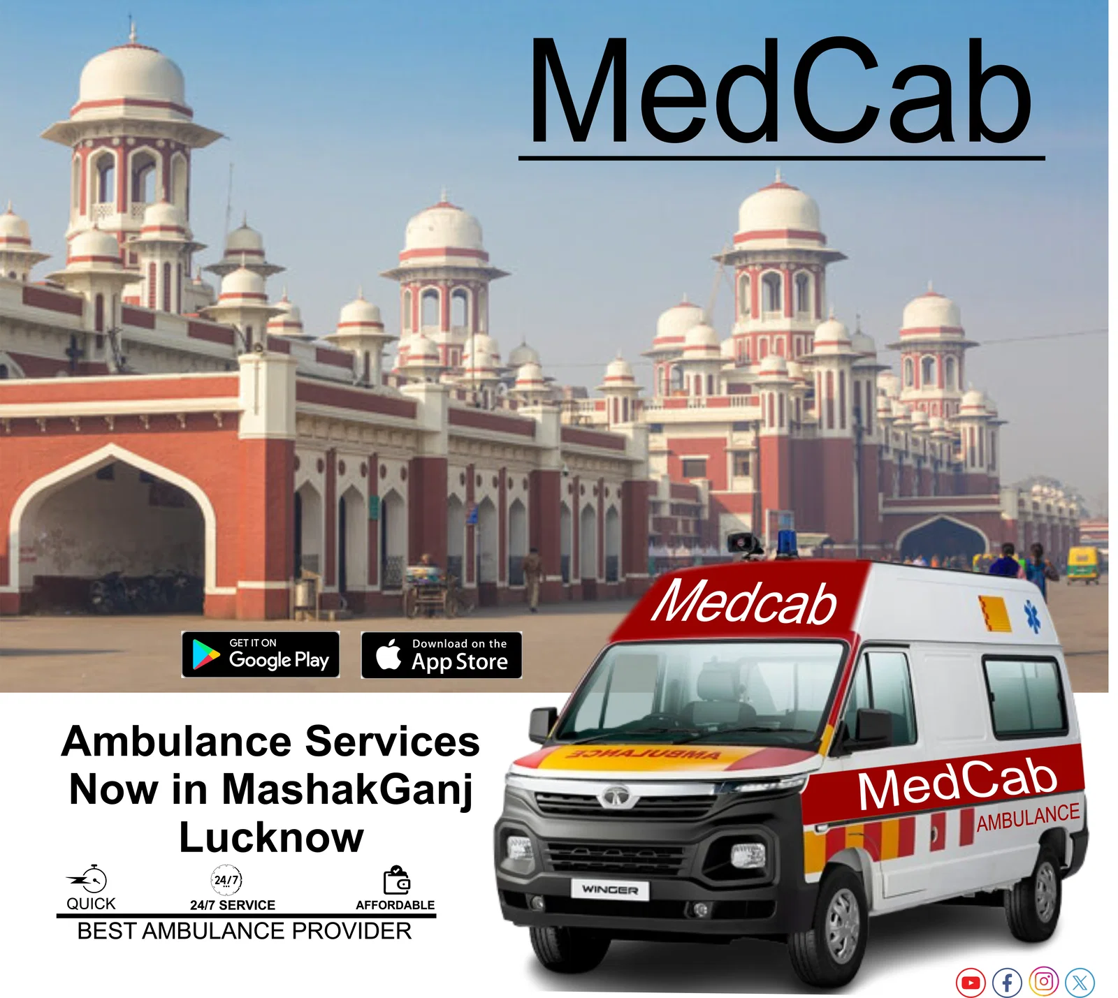 Reliable Ambulance Service in Mashak Ganj, Lucknow
