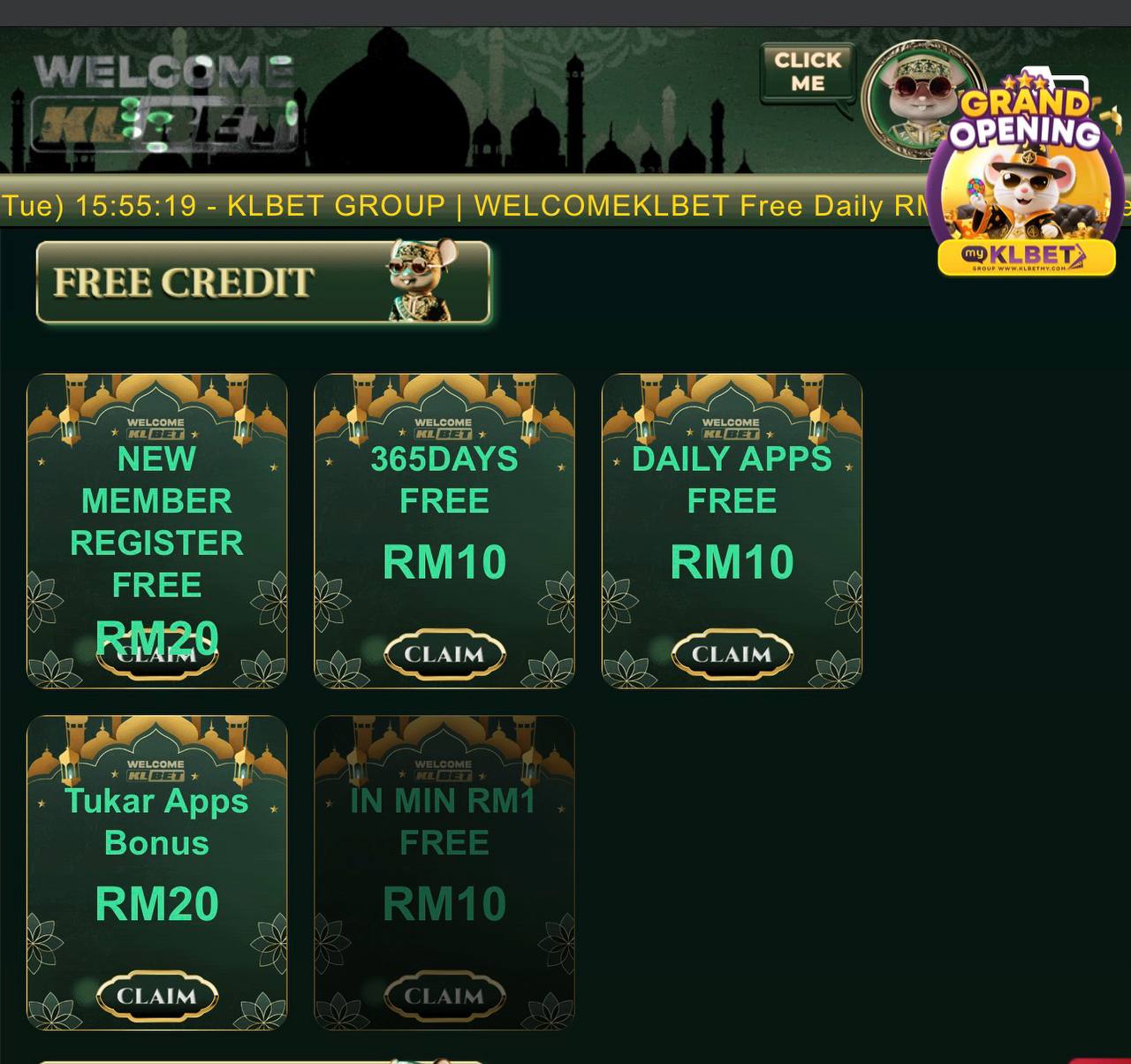 WELCOMEBETKLBET 365 HARI FREE RM10
