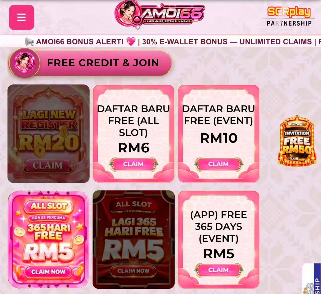 💯AMOI66 FREE RM5 ALL SLOT