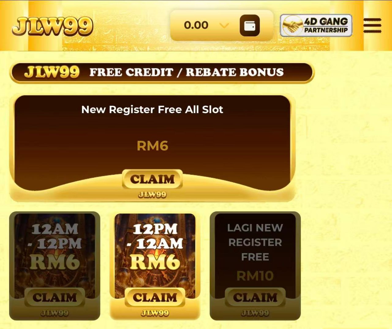 💯JLW99 FREE RM6 ALL SLOT