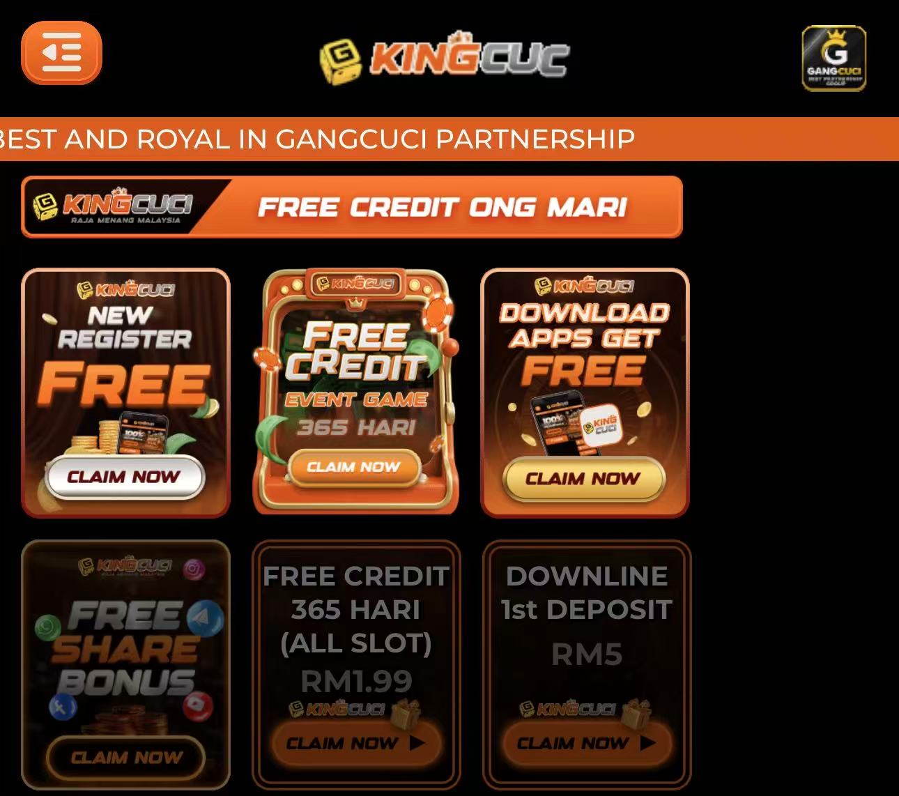 💯KINGCUCI FREE RM1.99 ALL SLOT (BARU)