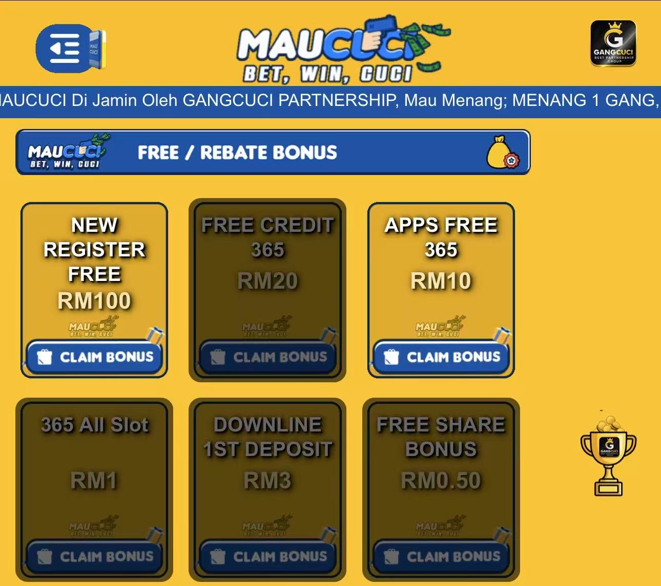 💯MAUCUCI FREE RM100