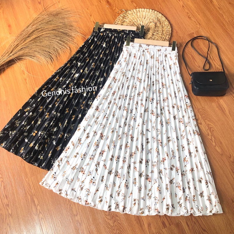 5. Rok Plisket Flower Premium Murah