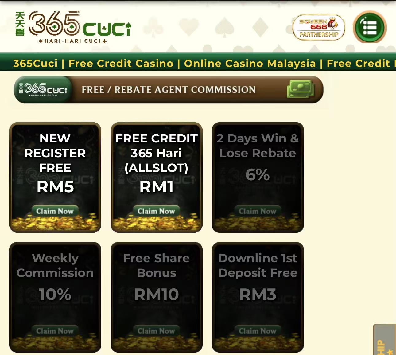 💯365CUCI FREE RM5 ALL SLOT
