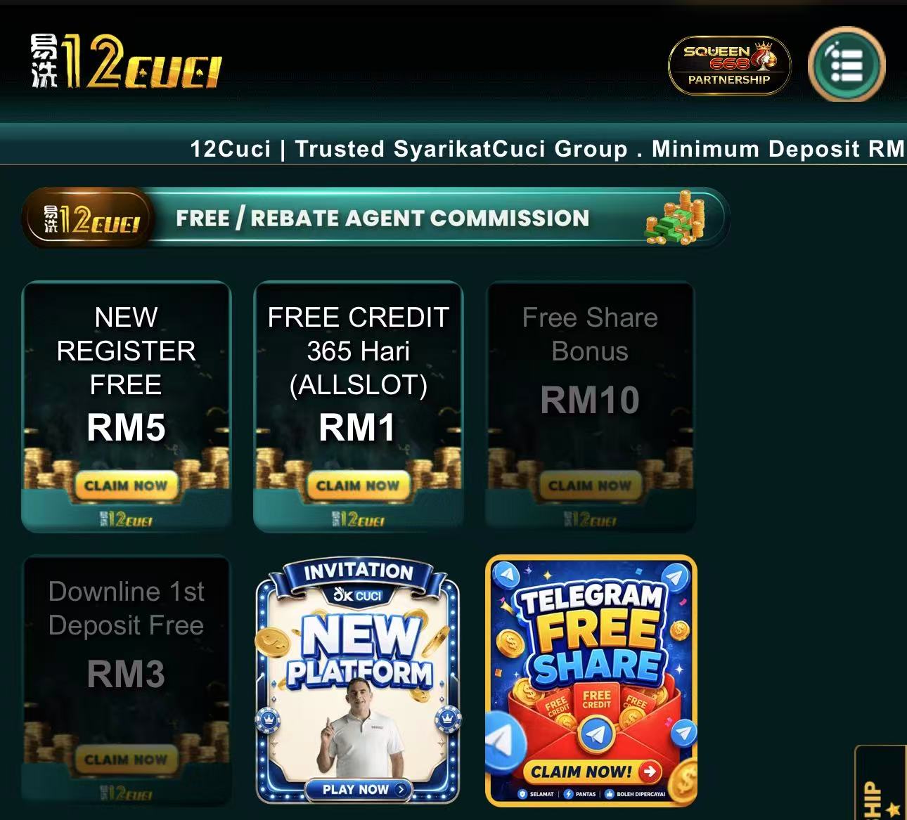 💯12CUCI FREE RM5 ALL SLOT