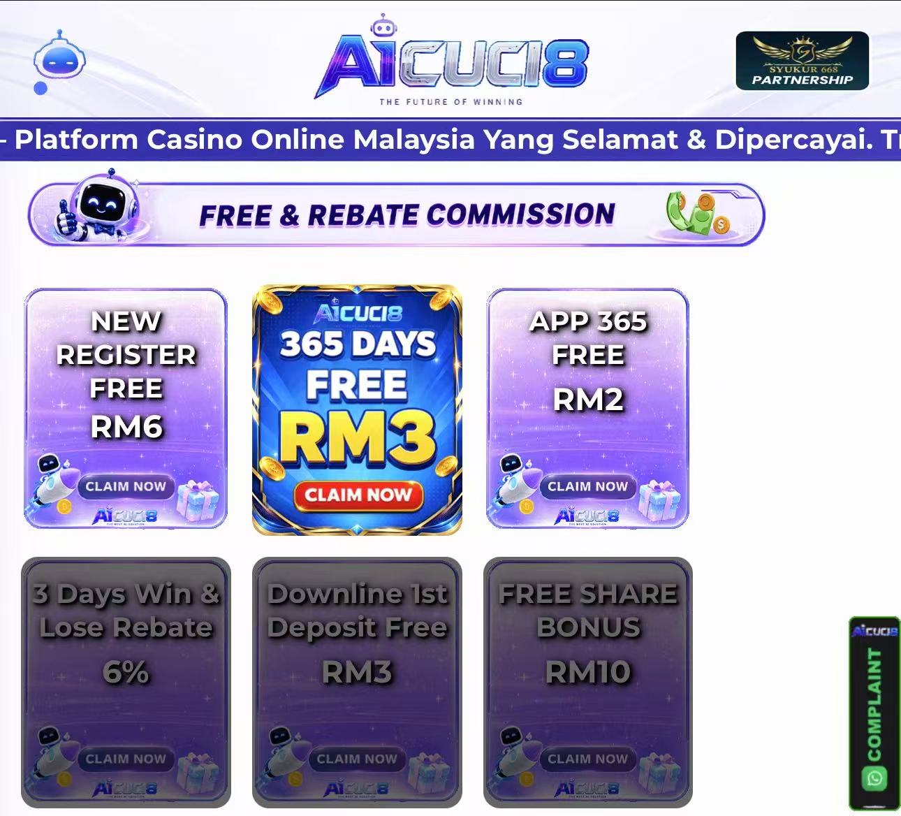 💯AICUCI FREE RM6 ALL SLOT