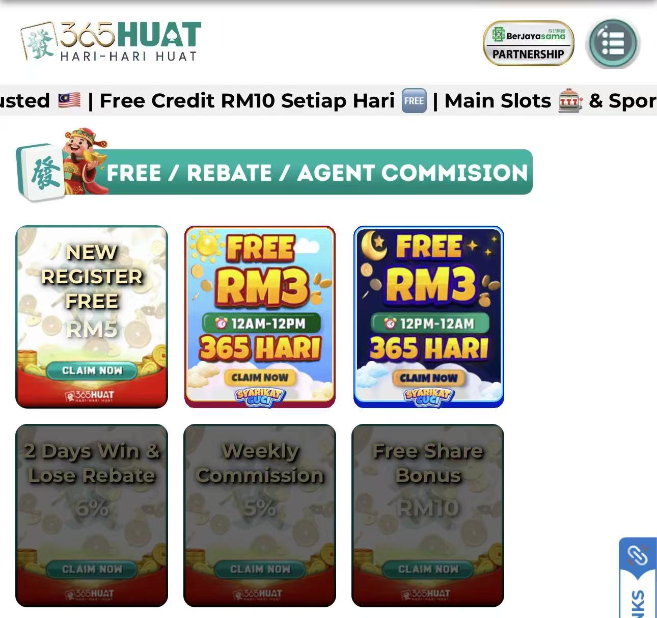 💯365HUAT FREE RM5 ALL SLOT
