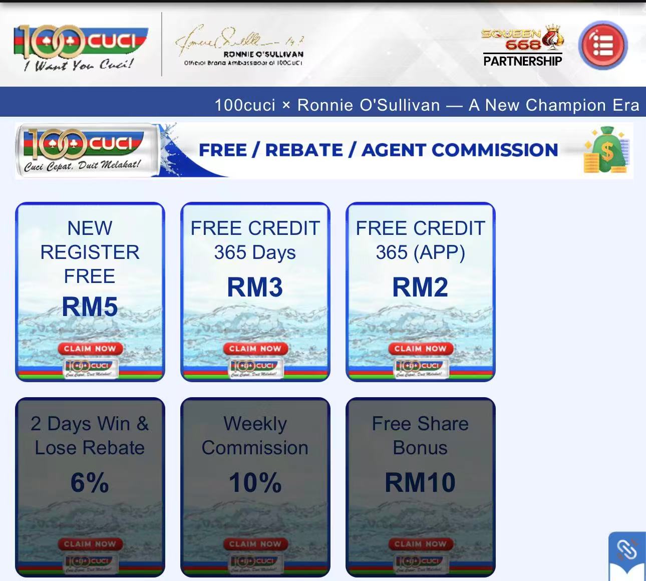 💯100CUCI FREE RM5 ALL SLOT