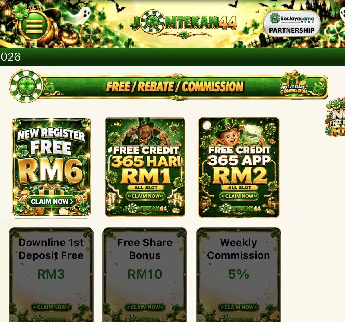💯JOMTEKAN44 FREE RM6 ALL SLOT