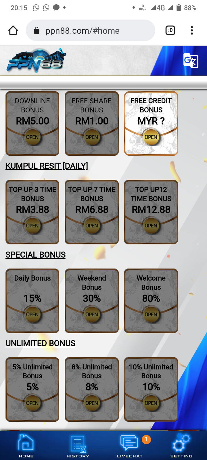 Register and claim free credit