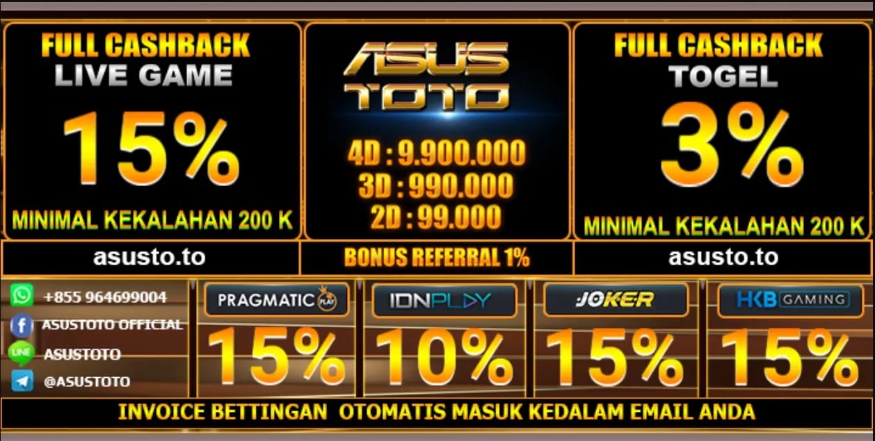 Klik gambar ini untuk daftar di Bo Asustoto Bo hadiah terbesar berlaku di prize 1 Hadiah 4d = 9.800.000. 3d = 990.000. 2d = 99.000 