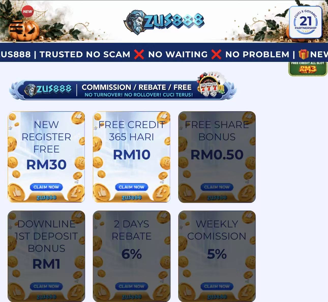💯ZUS888 FREE RM30