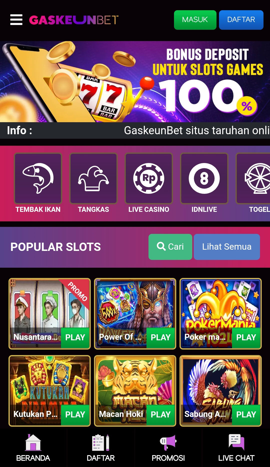 GASKEUNBET BONUS 100% TO 12X (MINIMAL DEPO 50K ) 