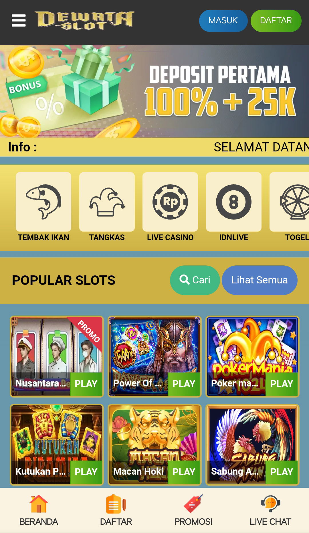 DEWATASLOT BONUS 100% +25k TO 10