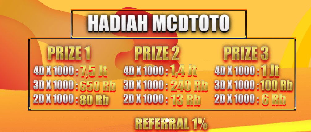 📌 MCDTOTO 📌 PRIZE 1 - 3 📌 NO DISKON 📌 HADIAH BESAR 📌BONUS NEW MEMBER