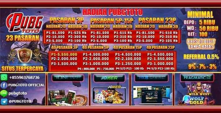 PUBGTOTO ( BANDAR TOGEL ONLINE HADIAH SAMPAI 23 PRIZE )