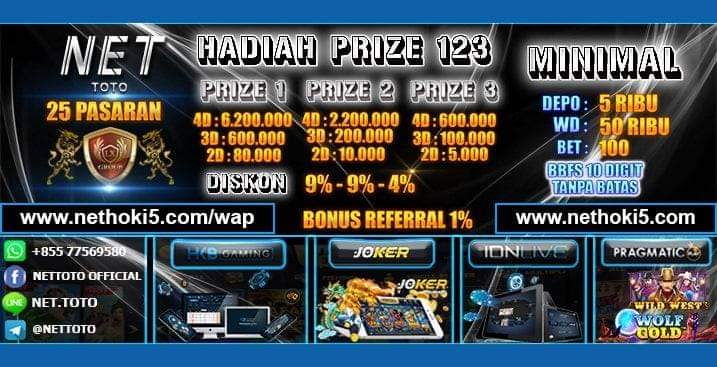 NETTOTO ( BANDAR TOGEL ONLINE HADIAH PRIZE 1,2 DAN 3 DI BAYAR DAN DISCON )