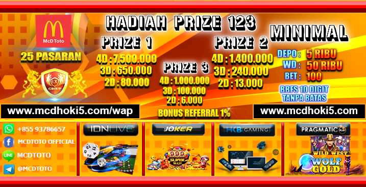 MCDTOTO BONUS NEWMEMBER 10% ( BANDAR TOGEL ONLINE HADIAH PRIZE 1,2,3 DI BAYAR )