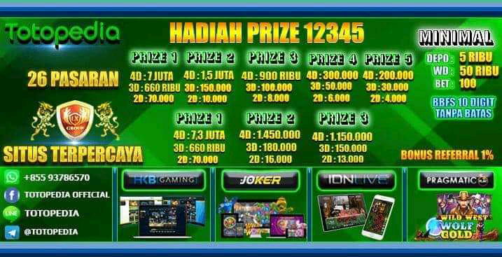 TOTOPEDIA ( BANDAR TOGEL ONLINE HADIAH PRIZE 1,2,3,4,5 DI BAYAR )