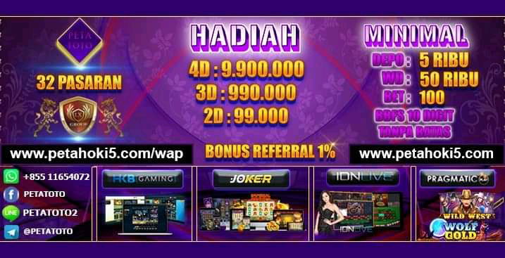 PETATOTO ( BO HADIAH TERBESAR 4D : 9.900.000 / 3D : 990.000 / 2D : 99.000 )