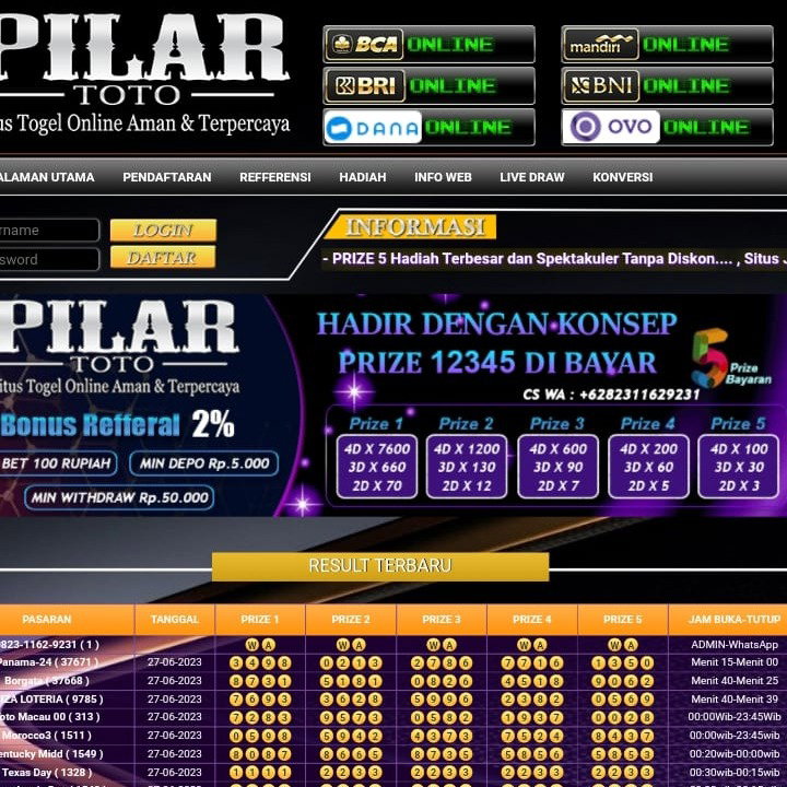 PILARTOTO - TAMPILAN WEB